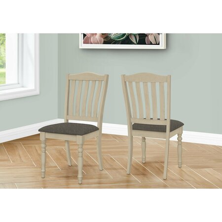 MONARCH SPECIALTIES Dining Chair, 39 in. Height, Set Of 2, Dining Room, Kitchen, Side, Antique Grey, Grey Fabric I 1392